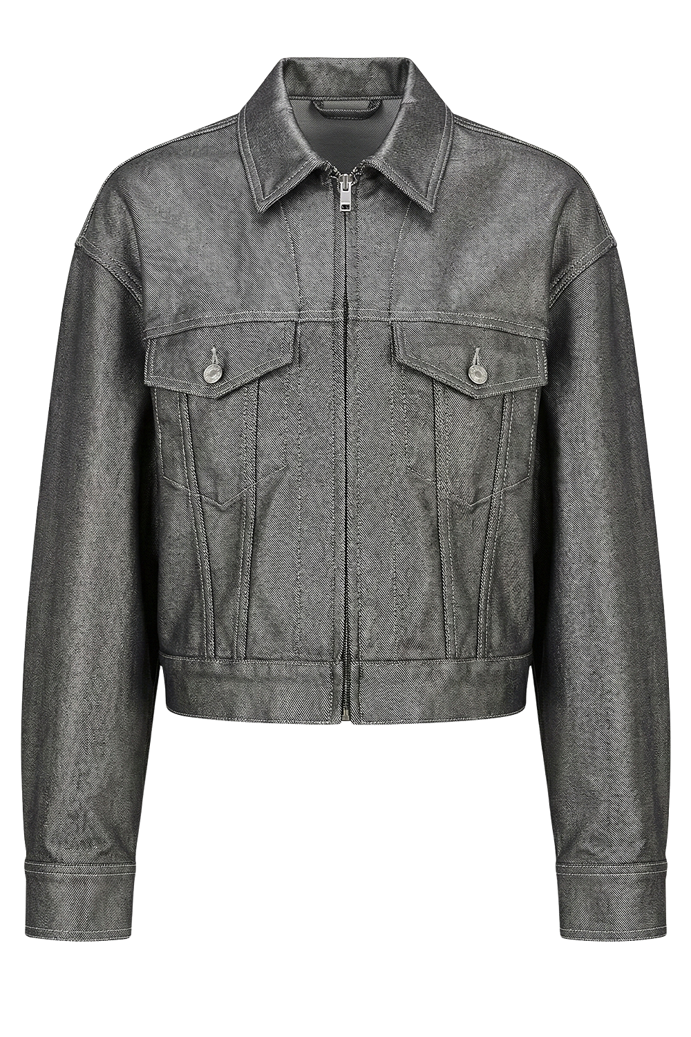 תמונה קידמית של ז'קט ג'ינס קרופ