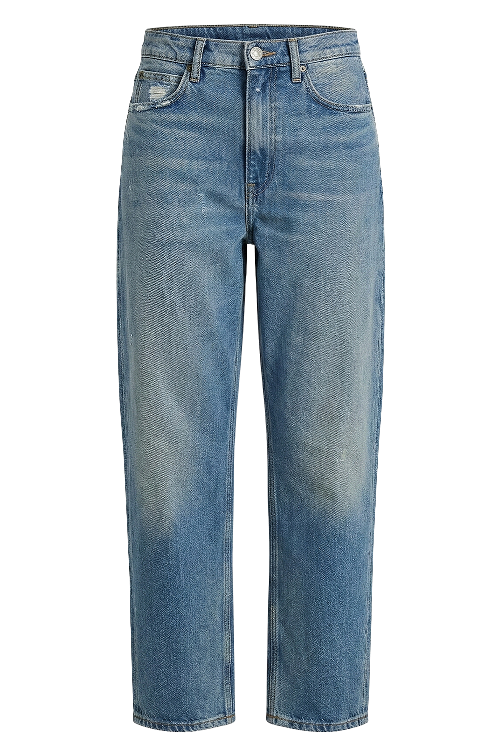 תמונה קידמית של מכנסי ג'ינס 7/8 בגזרה ישרה