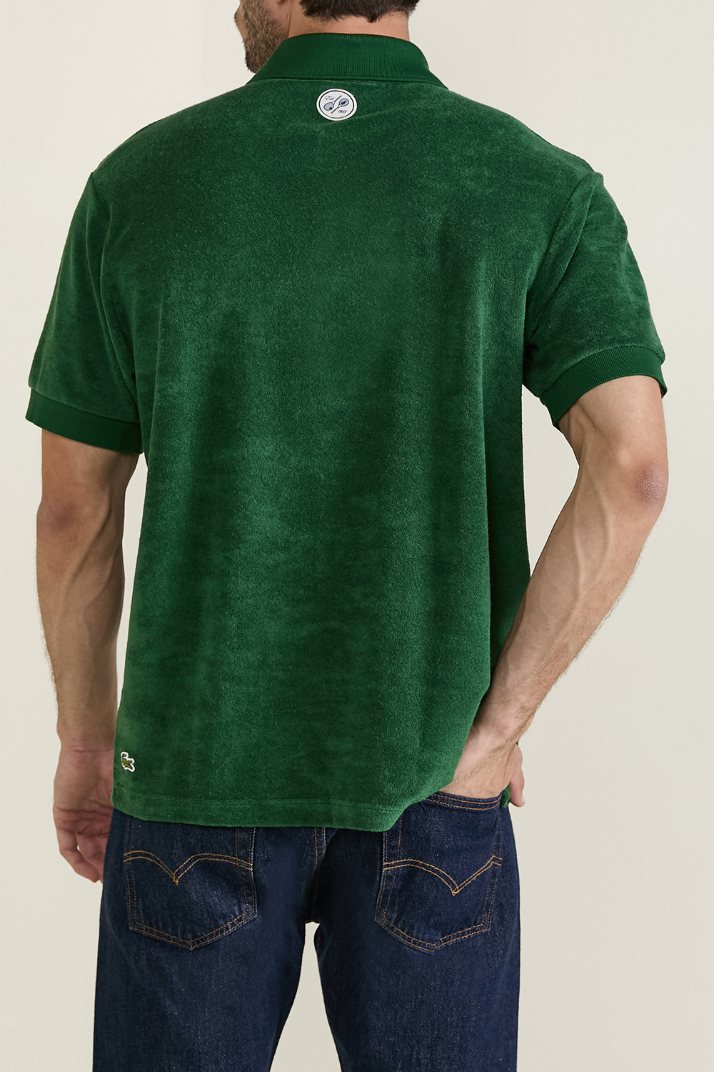 תמונת דוגמן אחורית של לקוסט X רולאן גארוס חולצת פולו קצרה