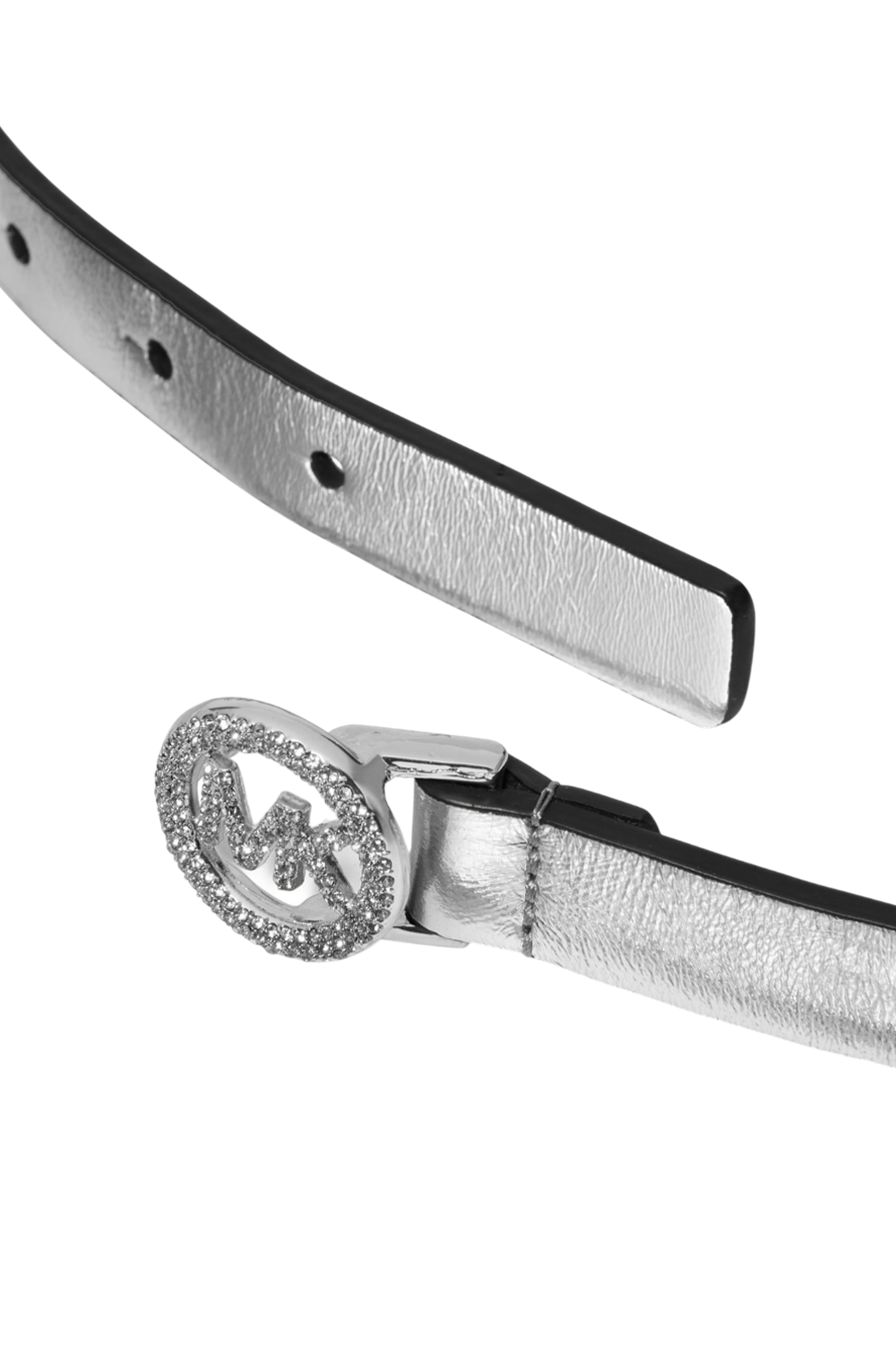 תמונה אחורית של חגורת עור מטאלית