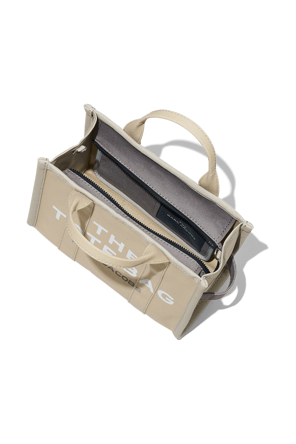 תמונת פנים של תיק נשיאה בגוון בז' עם לוגו בגודל לארג'