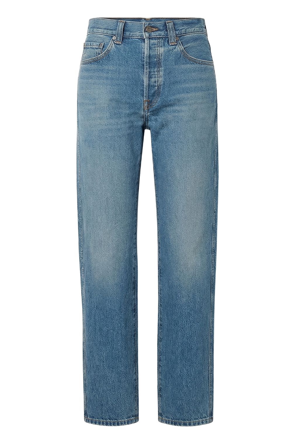 תמונה קידמית של מכנסי ג'ינס ישרים בגזרה צרה