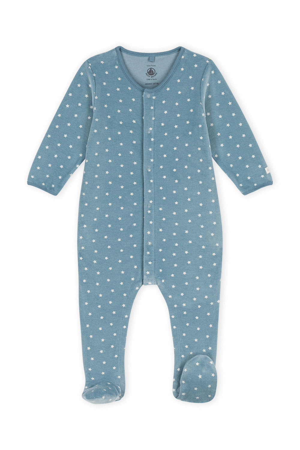 תמונה קידמית של חודשים אוברול שינה קטיפתי ארוך עם רגליות - גילאי NB-12