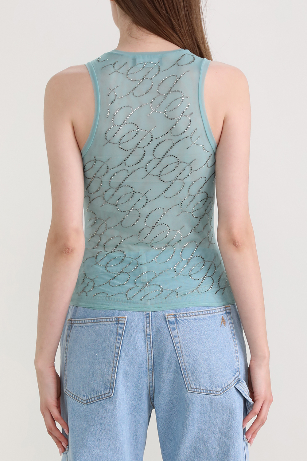 תמונת דוגמן אחורית של גופיית טול עם עיטורי זרקונים