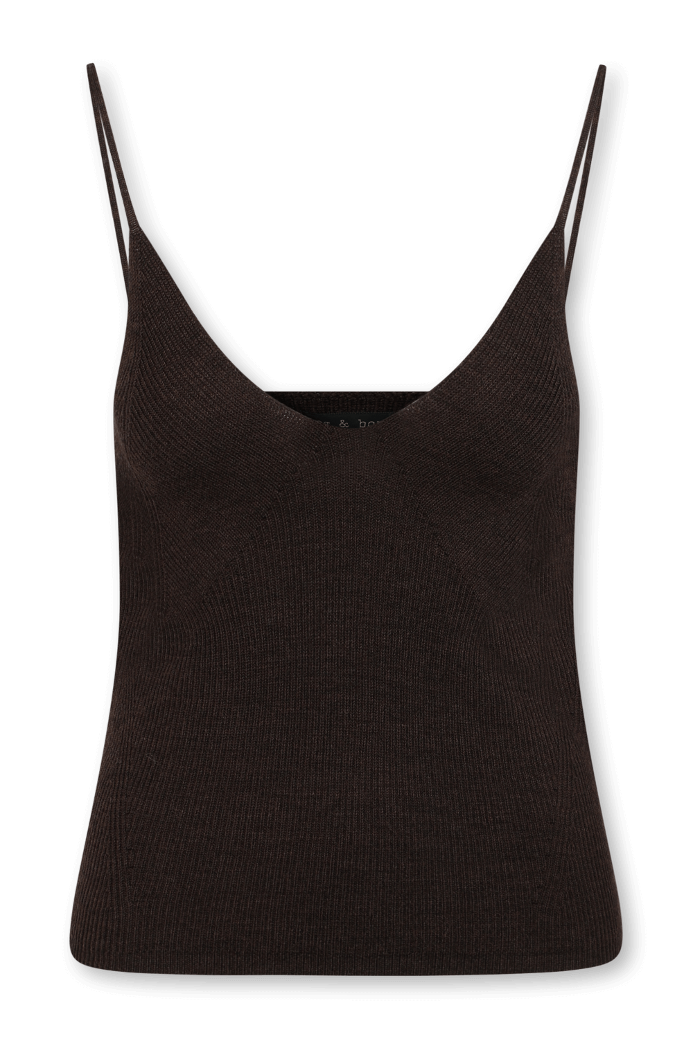 תמונה קידמית של גופיה סרוגה חומה