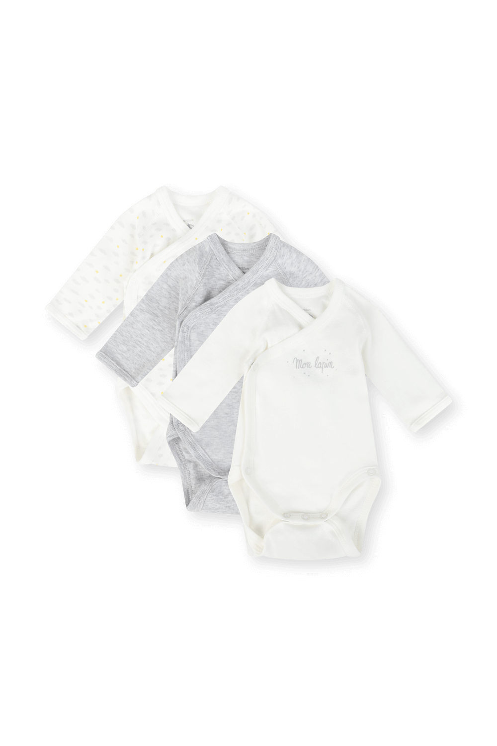 תמונה קידמית של שלישיית בגדי גוף ארוכים - גילאי NB-12 חודשים