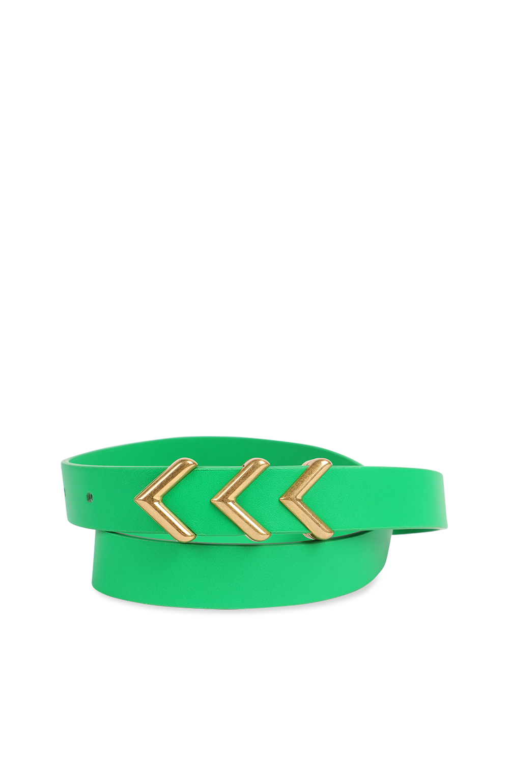 חגורת עור עם שלושה משולשים מוזהבים בצבע ירוק בהיר image number null BOTTEGA VENETA