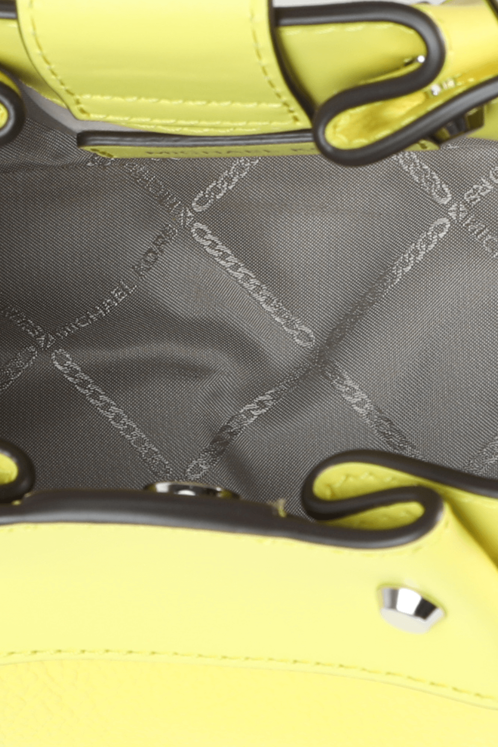תמונת פנים של Pebbled-Leather Monogram Tote Bag in Yellow