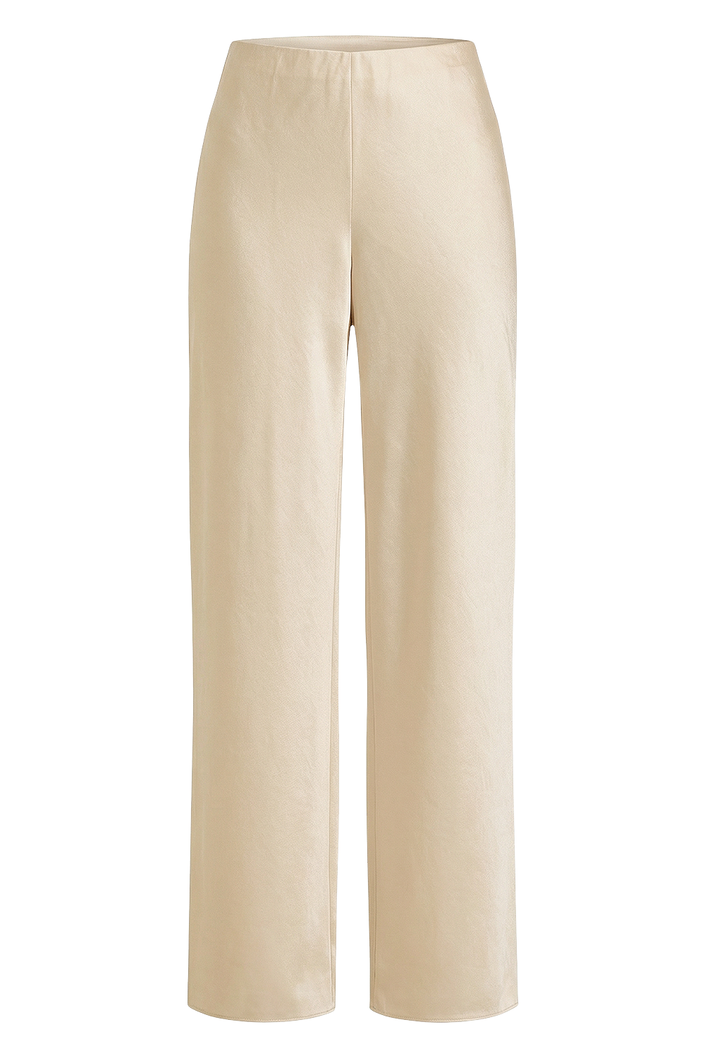 תמונה קידמית של מכנסי סאטן בגזרה גבוהה