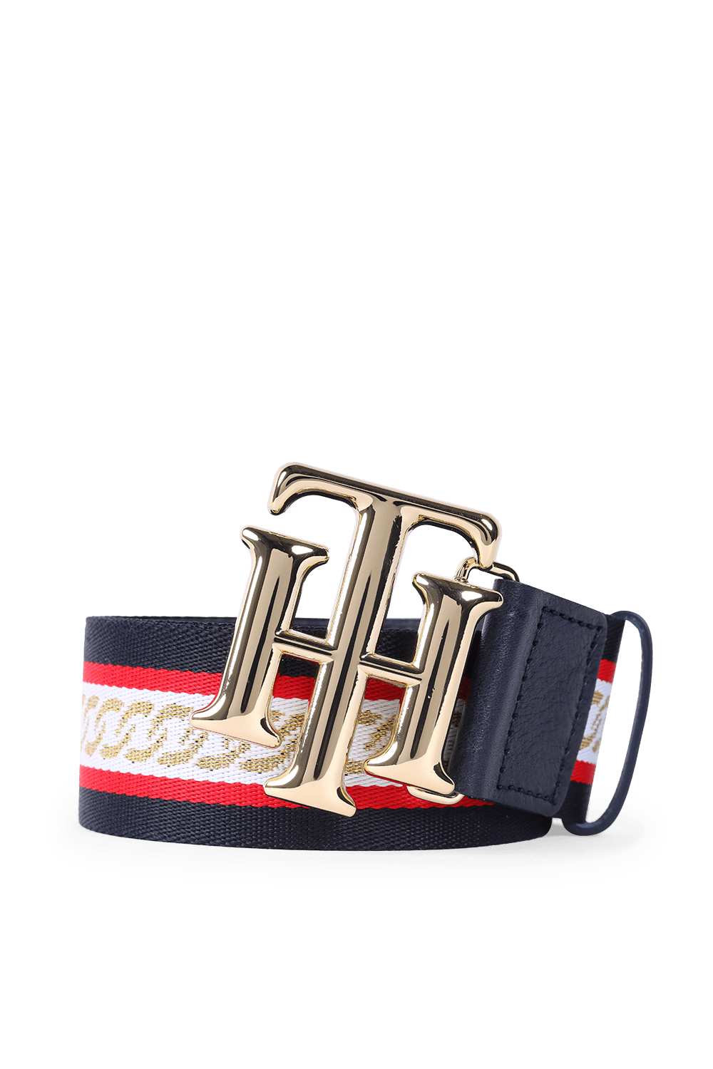Metallic Monogram Webbing Belt image number null TOMMY HILFIGER