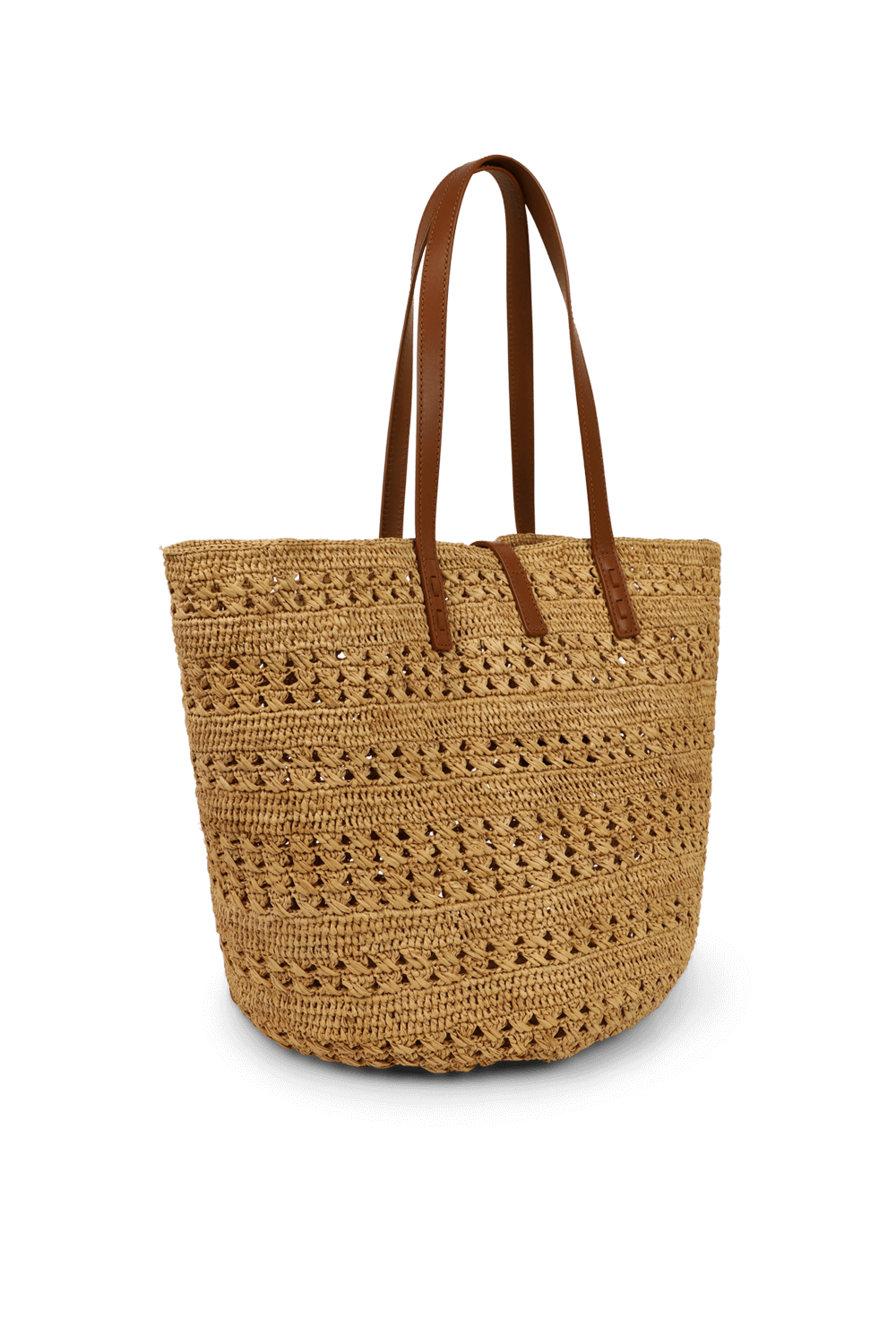 תמונה אחורית של תיק נשיאה מקש עם רצועות עור חומות