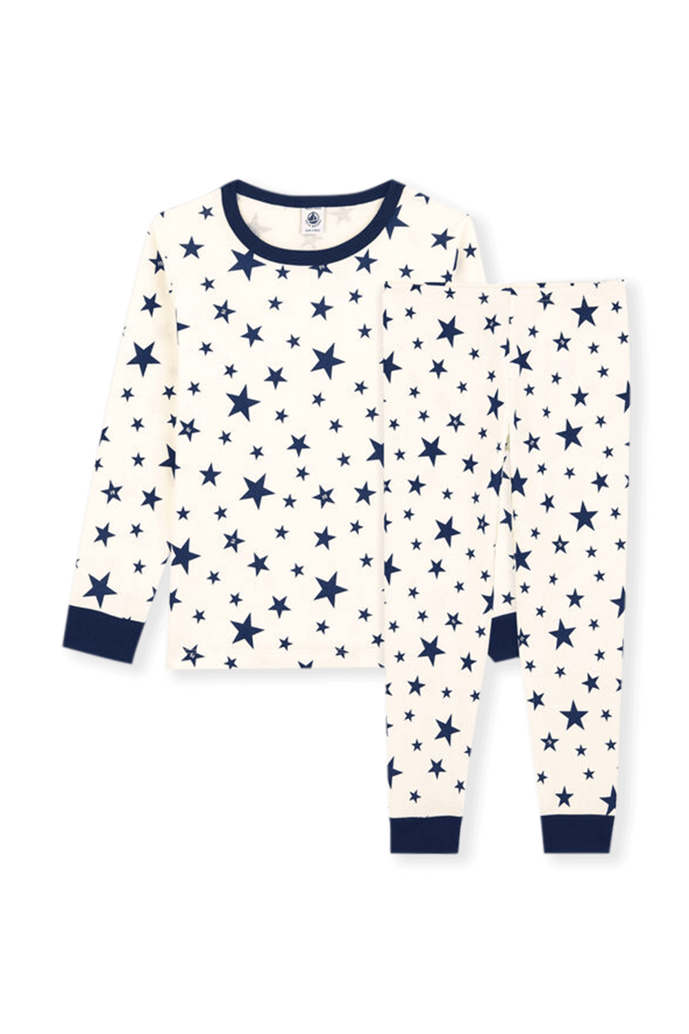 תמונה קידמית של גילאי 2-5 סט פיג'מה ארוך עם הדפס כוכבים