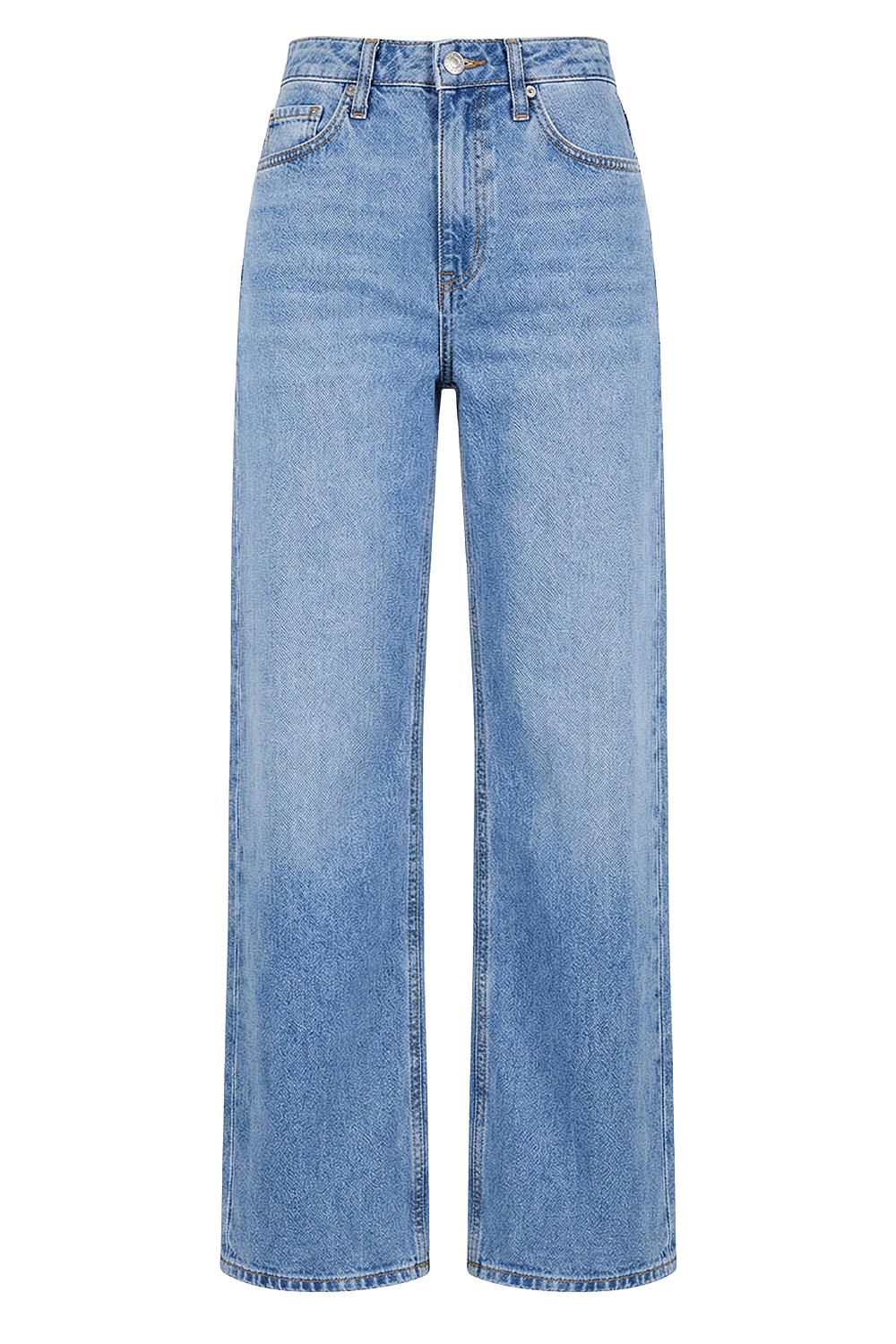 תמונה קידמית של מכנסי ג'ינס בגזרה משוחררת