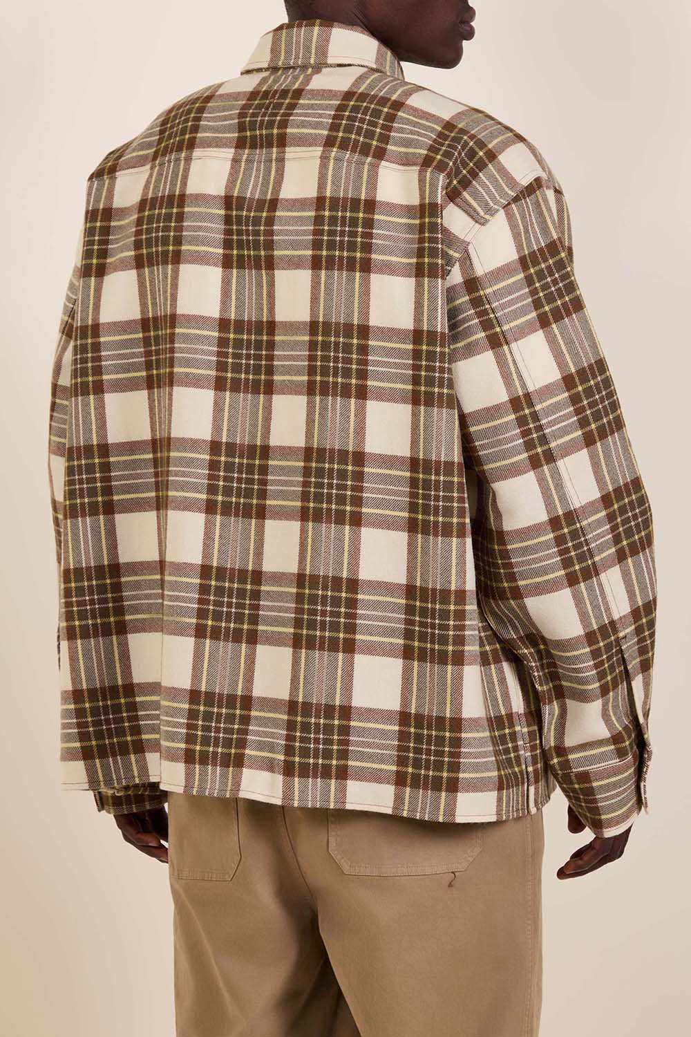 תמונת דוגמן אחורית של חולצת ז'קט משובצת