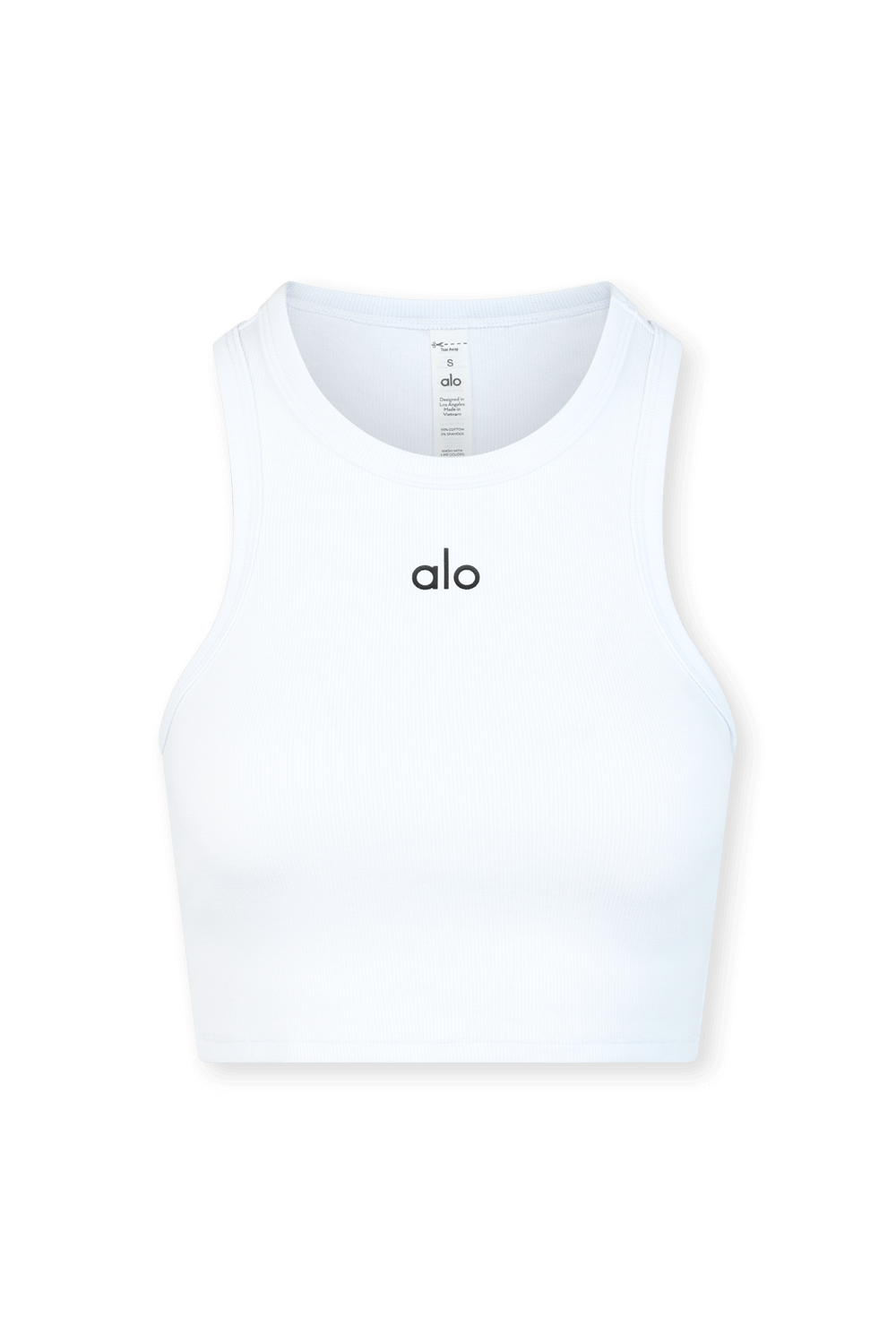 תמונה קידמית של גופיית קרופ ריב לבנה