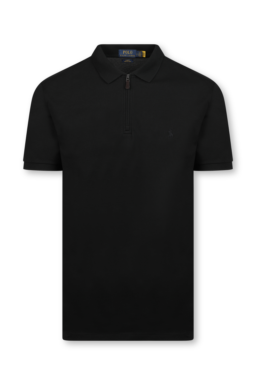 חולצת פולו מרוכסנת עם לוגו רקום בגוון שחור POLO RALPH LAUREN