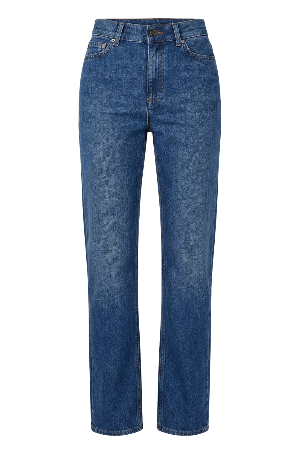 תמונה קידמית של מכנסי ג'ינס בגזרה ישרה