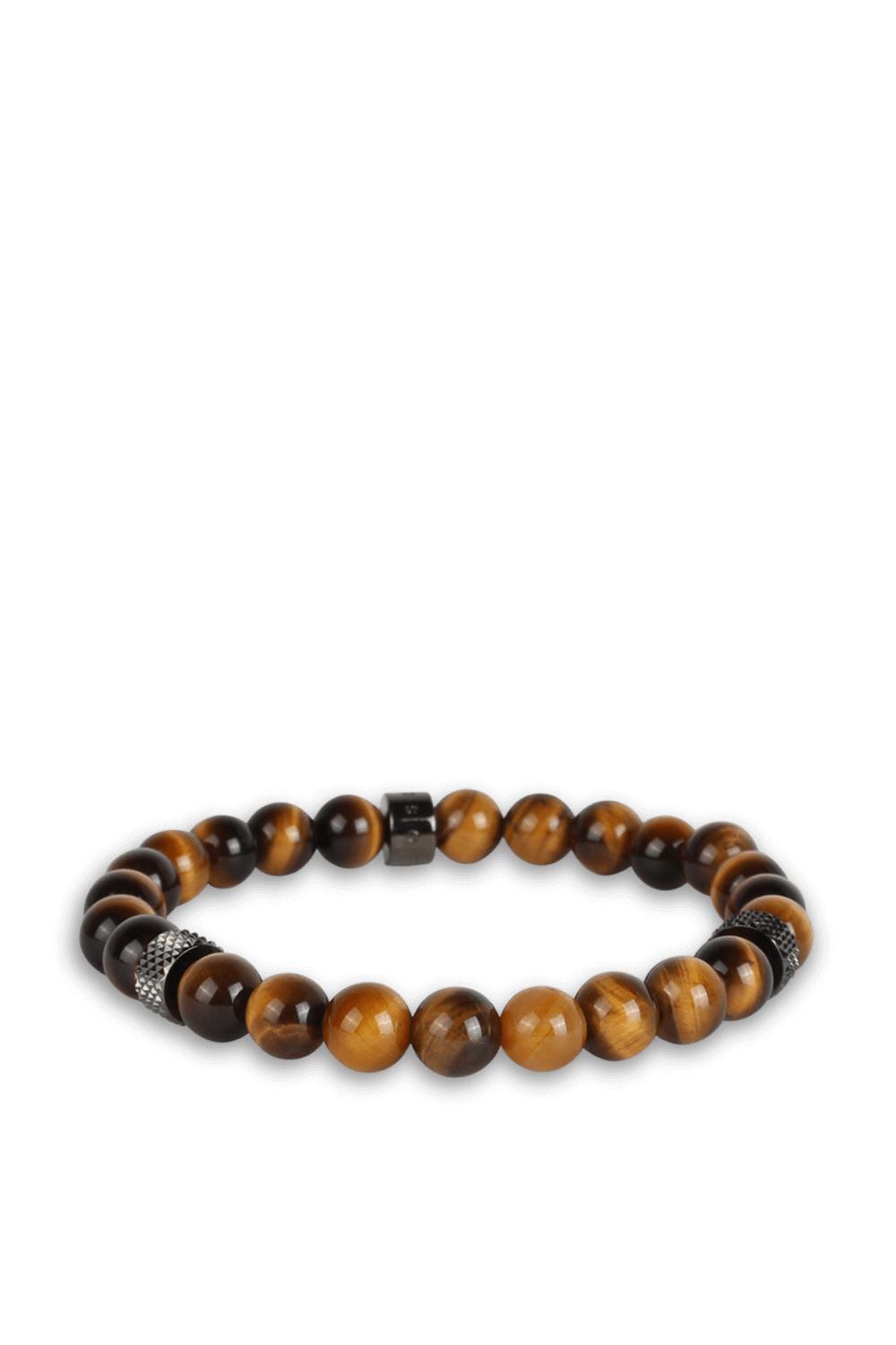 תמונה אחורית של צמיד חרוזי טייגר איי בגוון חום
