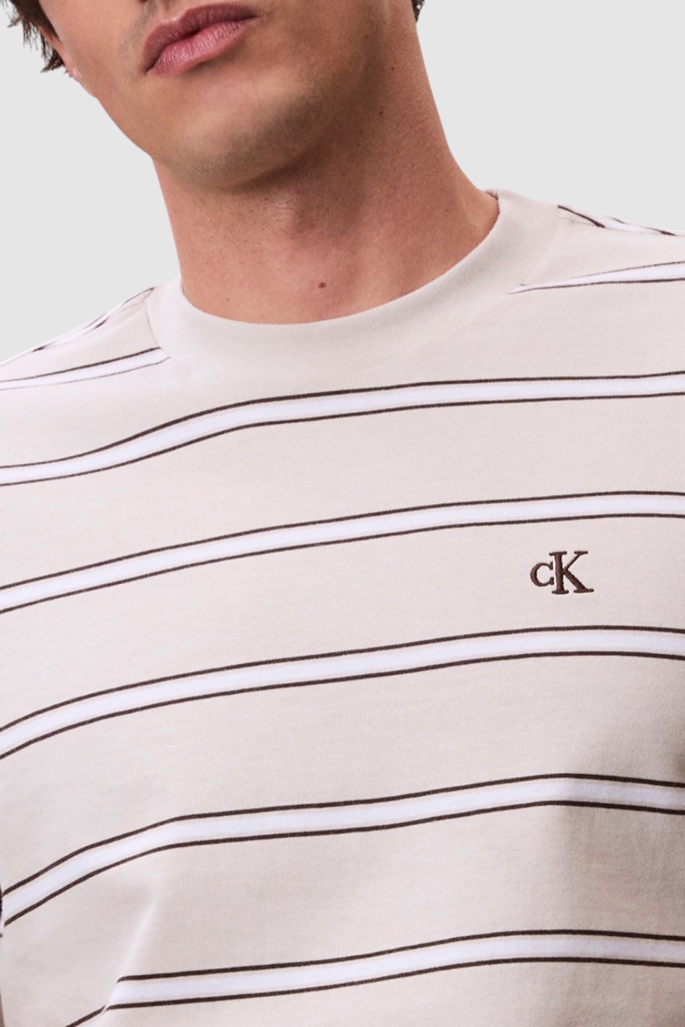 תמונת תקריב דוגמן של חולצת טי בגזרת סלים