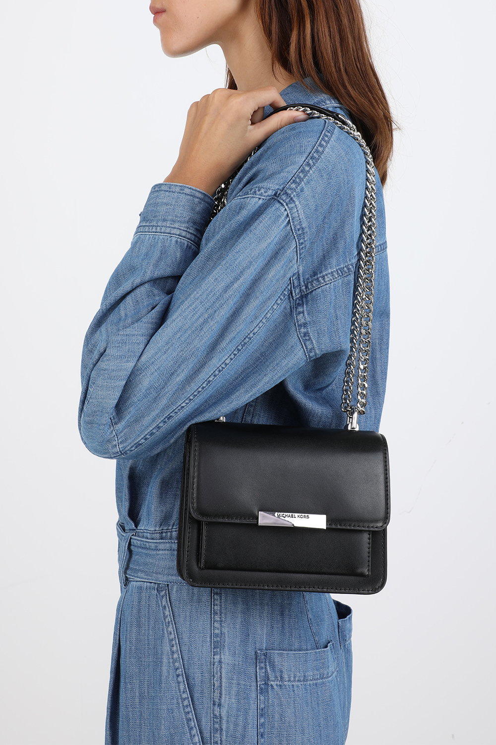 Black Leather Small Jade Shoulder Bag Factory 54