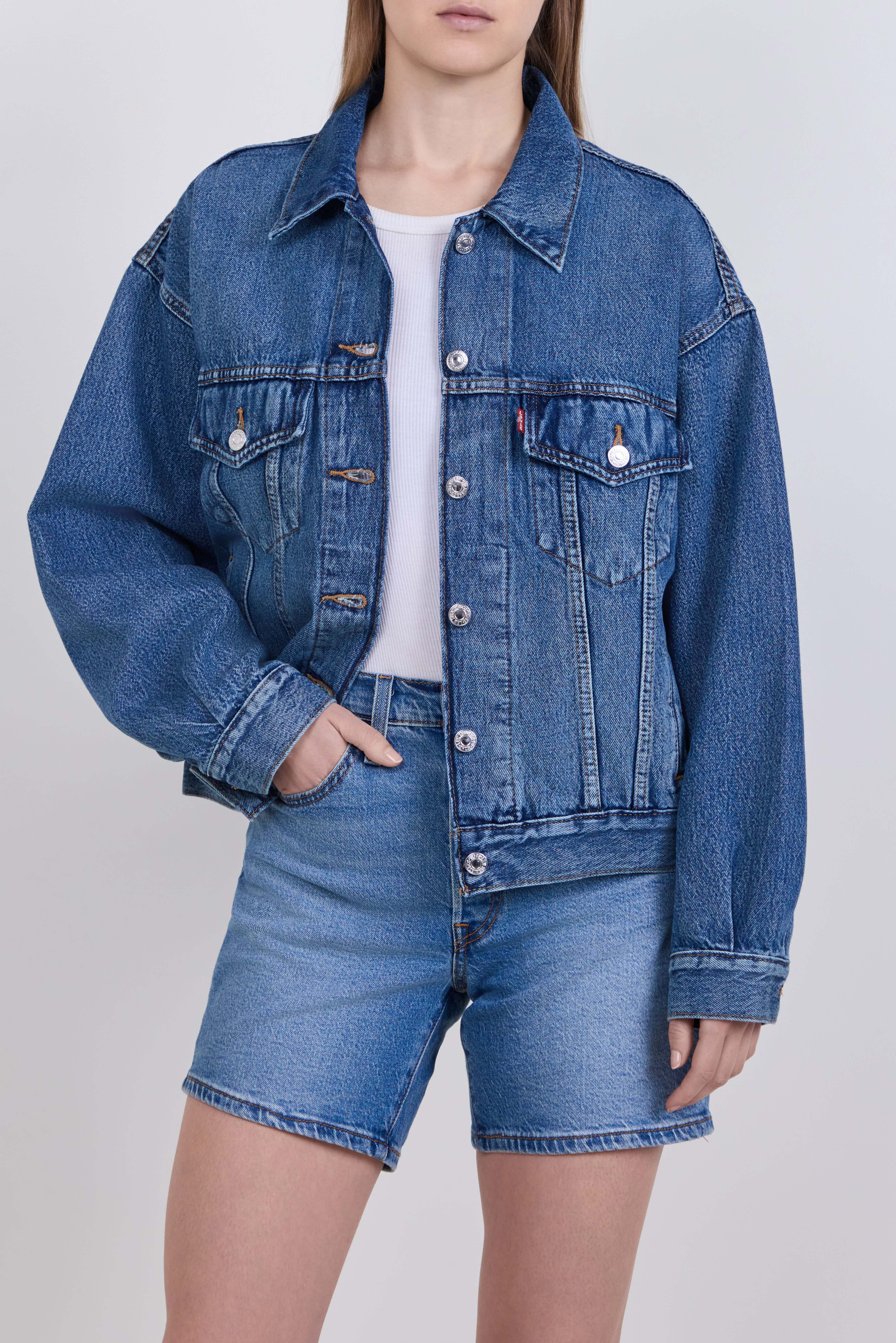 תמונת דוגמן קידמית של ז'קט ג'ינס 90s טראקר