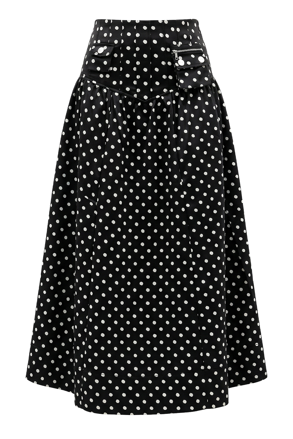 תמונה קידמית של חצאית מקסי נקודות