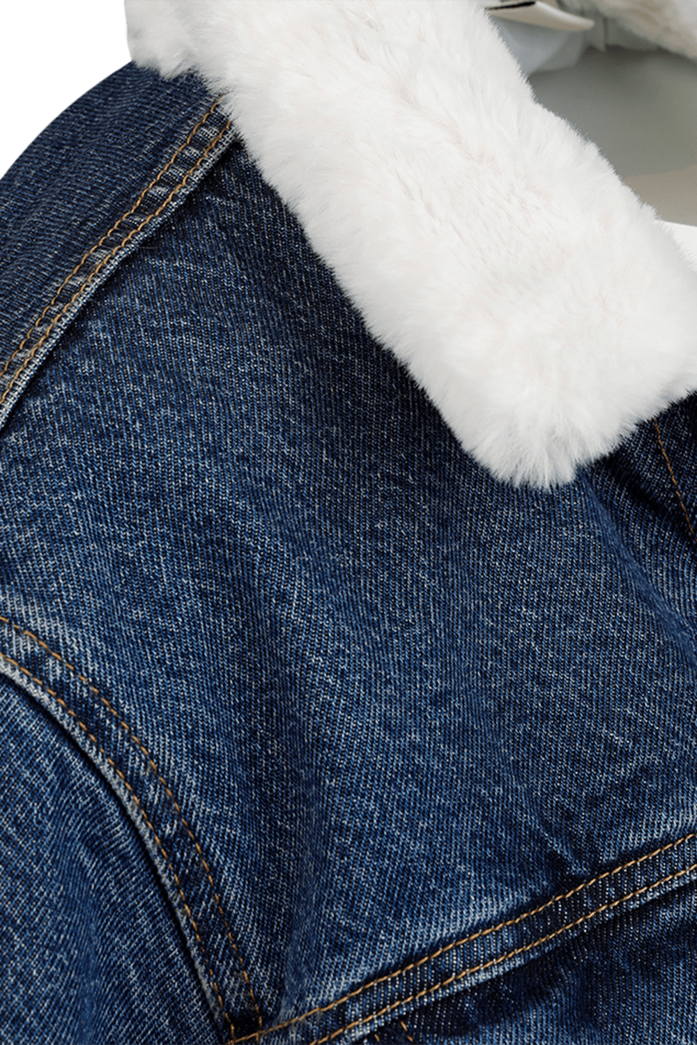 blue jean jacket with wool collar
