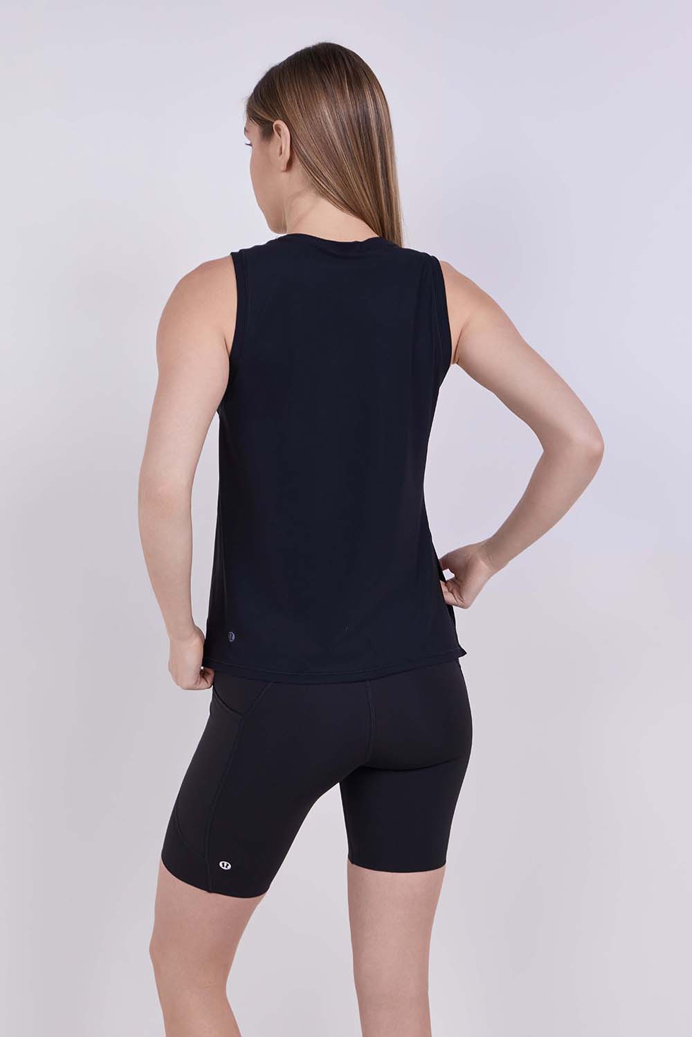 תמונת דוגמן אחורית של Side-Ruched Running Tank Top