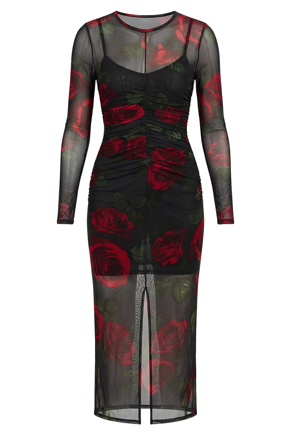 תמונה קידמית של שמלת מקסי בהדפס ורדים