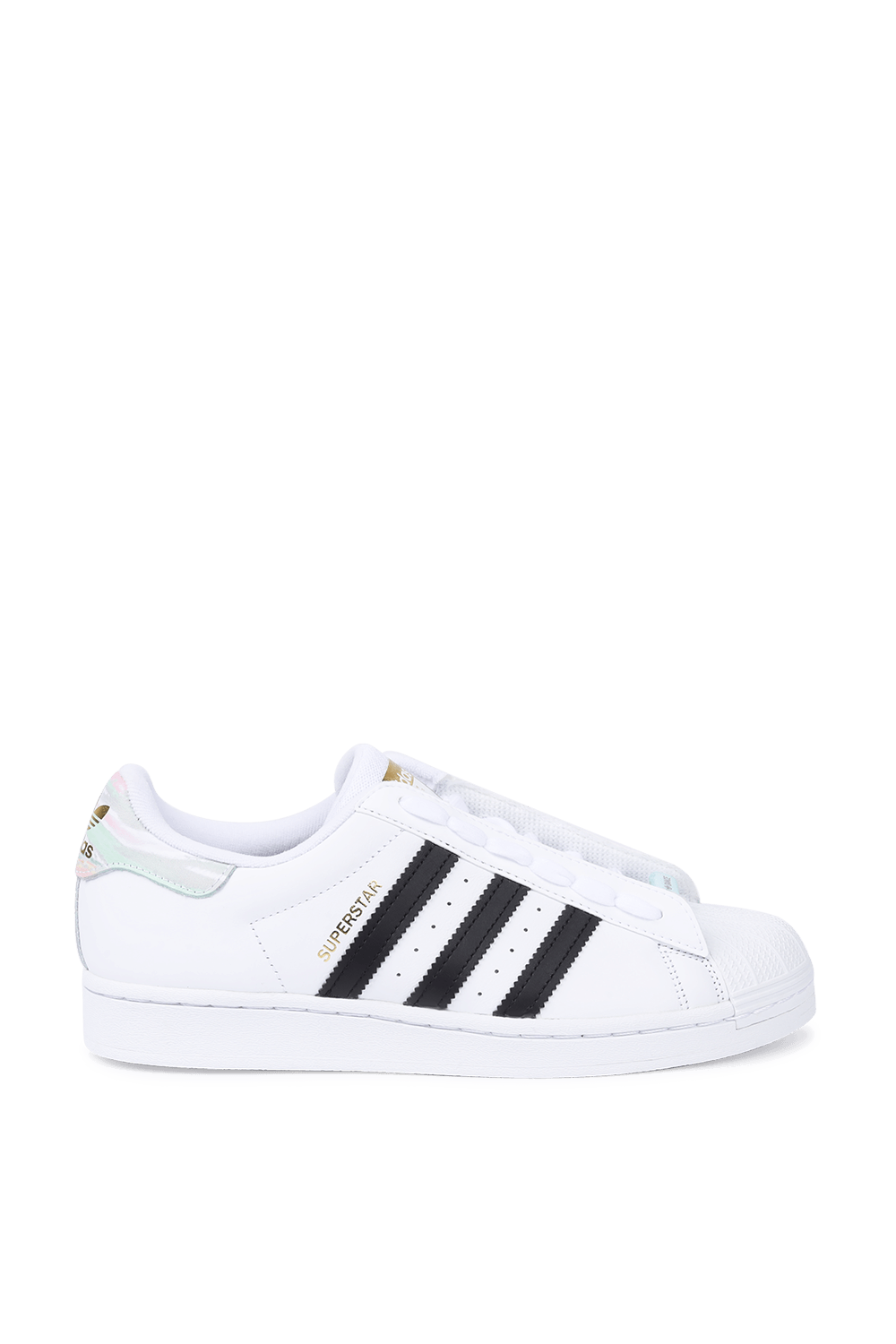 תמונה קידמית של Superstar Bold Shoes in White and Frozen Green