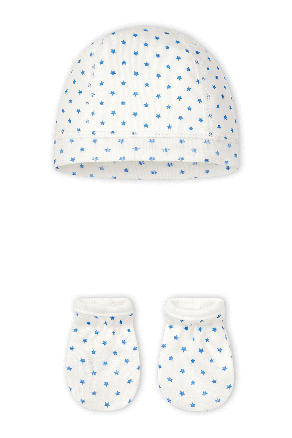 תמונה קידמית של סט כובע וכפפות עם הדפס כוכב