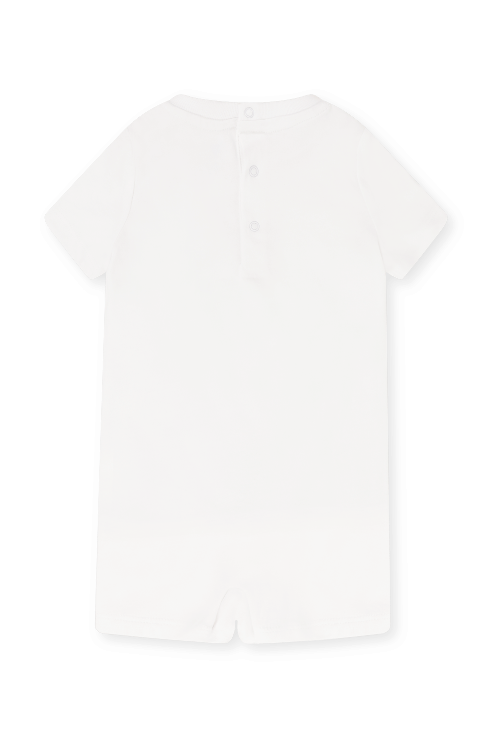 תמונה אחורית של גילאי 3-24 חודשים אוברול לבן קצר עם הדפס הפרש