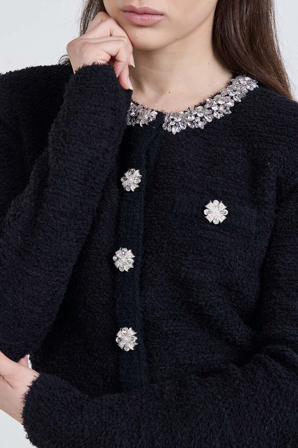 תמונת תקריב דוגמן של סריג קרדיגן