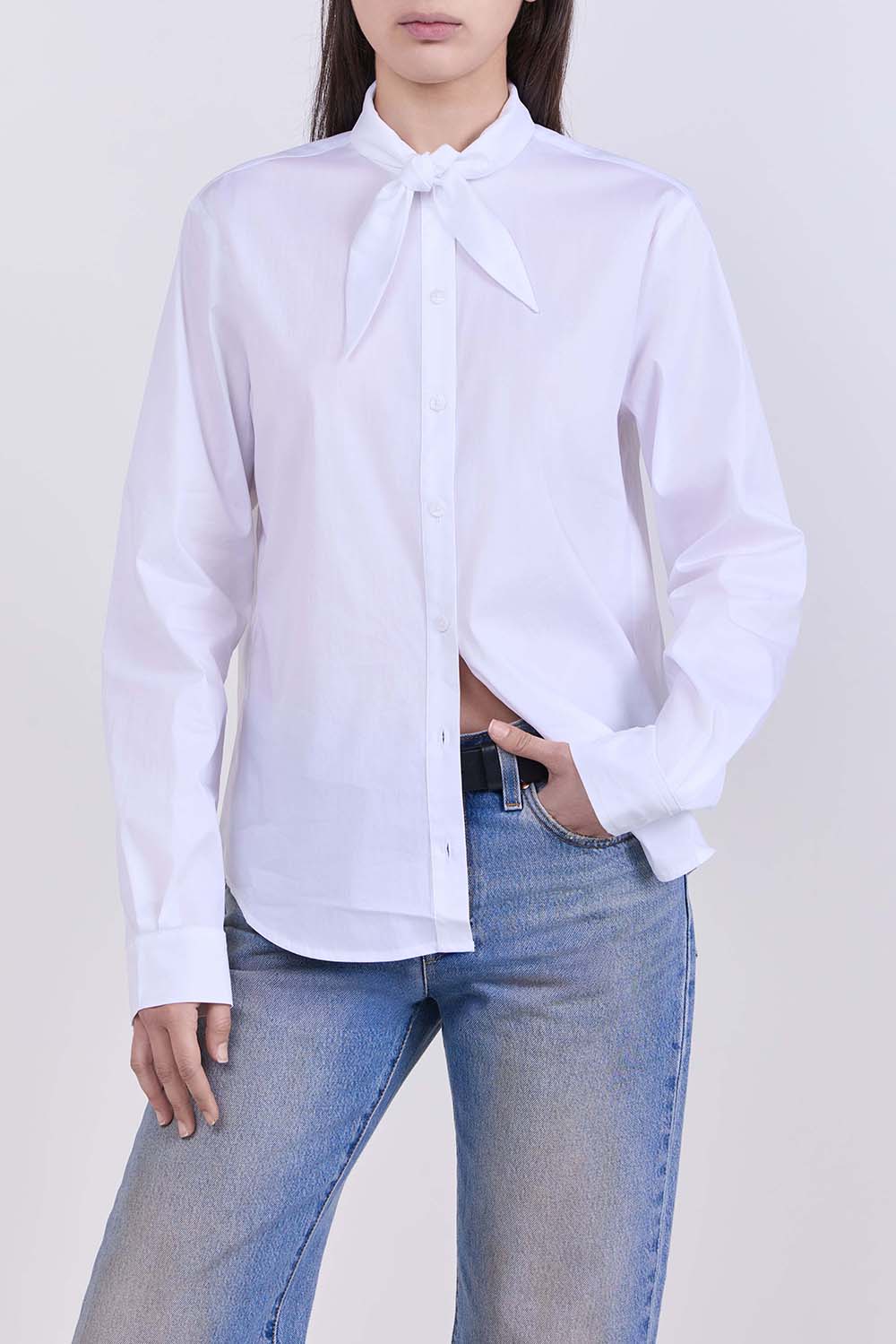 תמונת דוגמן קידמית של חולצה מכופתרת קשירה