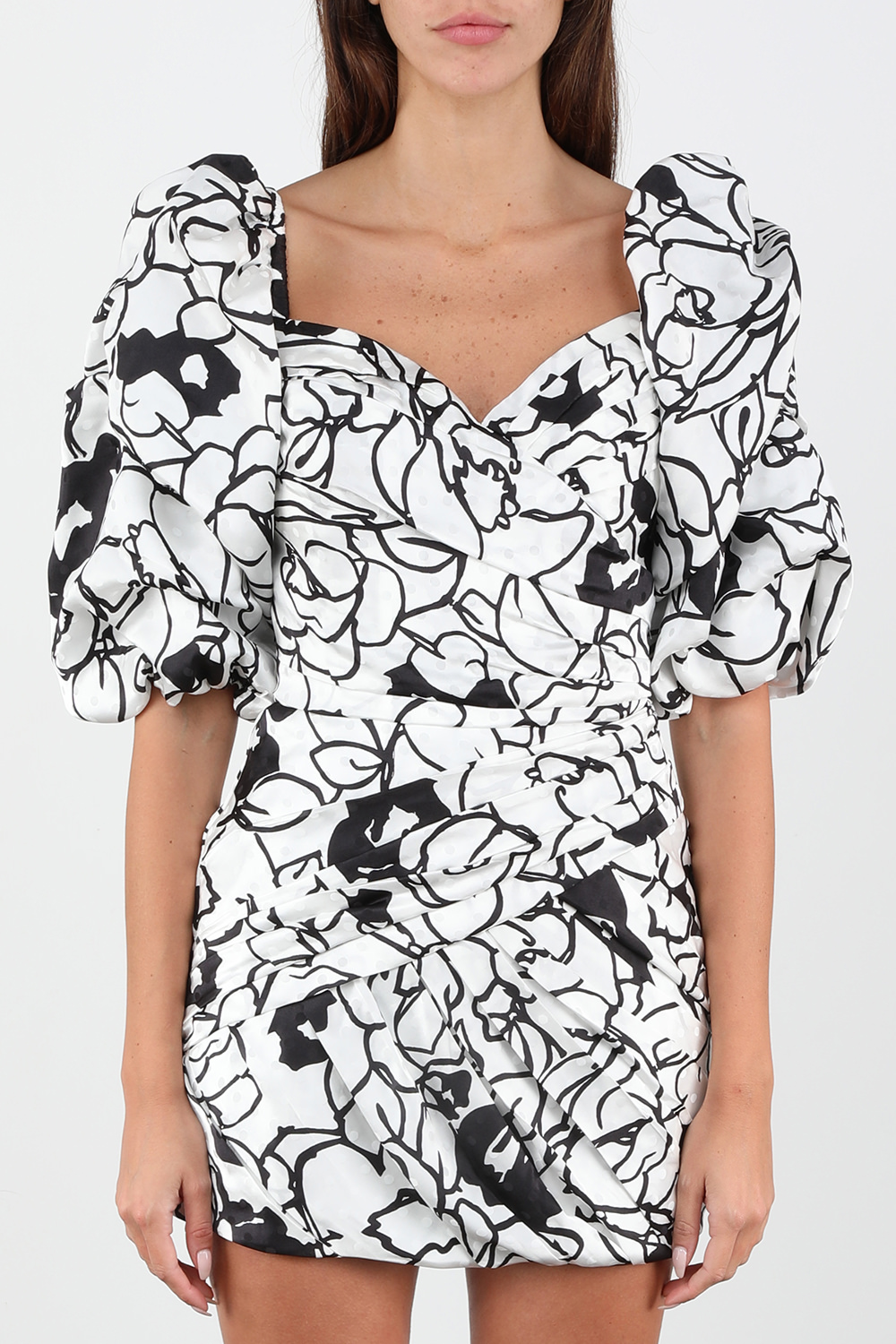 תמונת דוגמן קידמית של שמלת קוקטיילים דוסון עם הדפס פרחוני