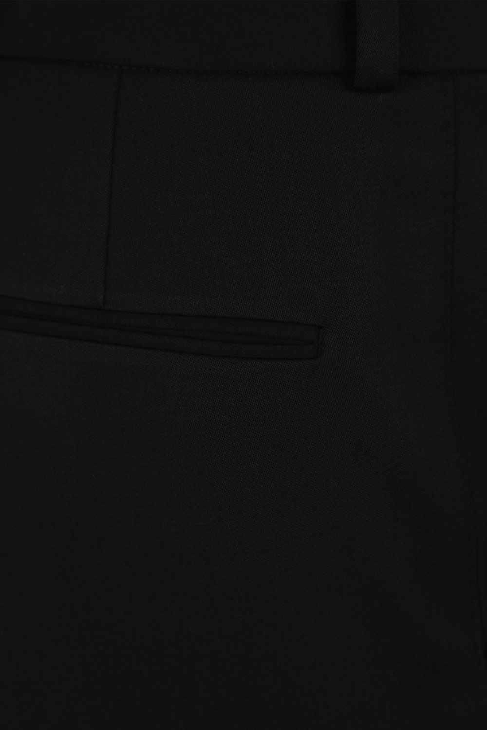 תמונה אחורית של מכנסי צמר מחויטים בשחור