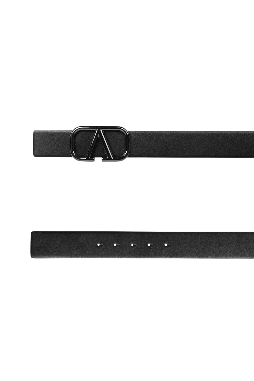 תמונה אחורית של חגורת לוגו מעור בצבע שחר