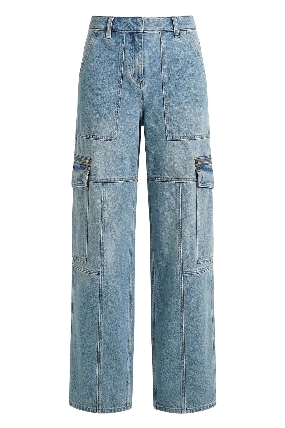 תמונה קידמית של מכנסי ג'ינס קרגו