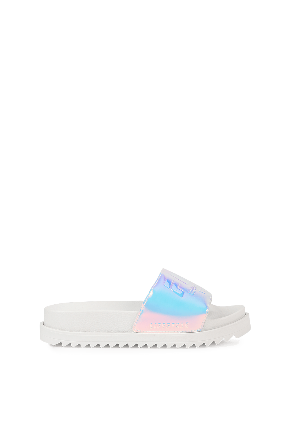 תמונה קידמית של Puffy Slide Logo Sandals in White