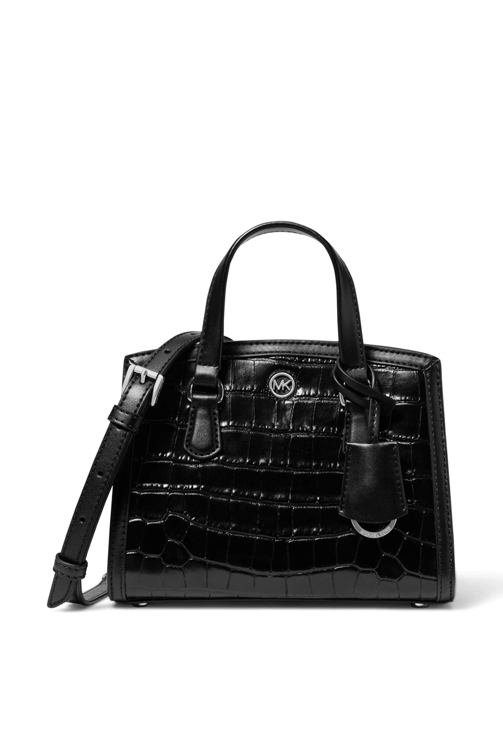 תמונה קידמית של תיק צד מעור קרוקו בגודל אקסטרה סמול