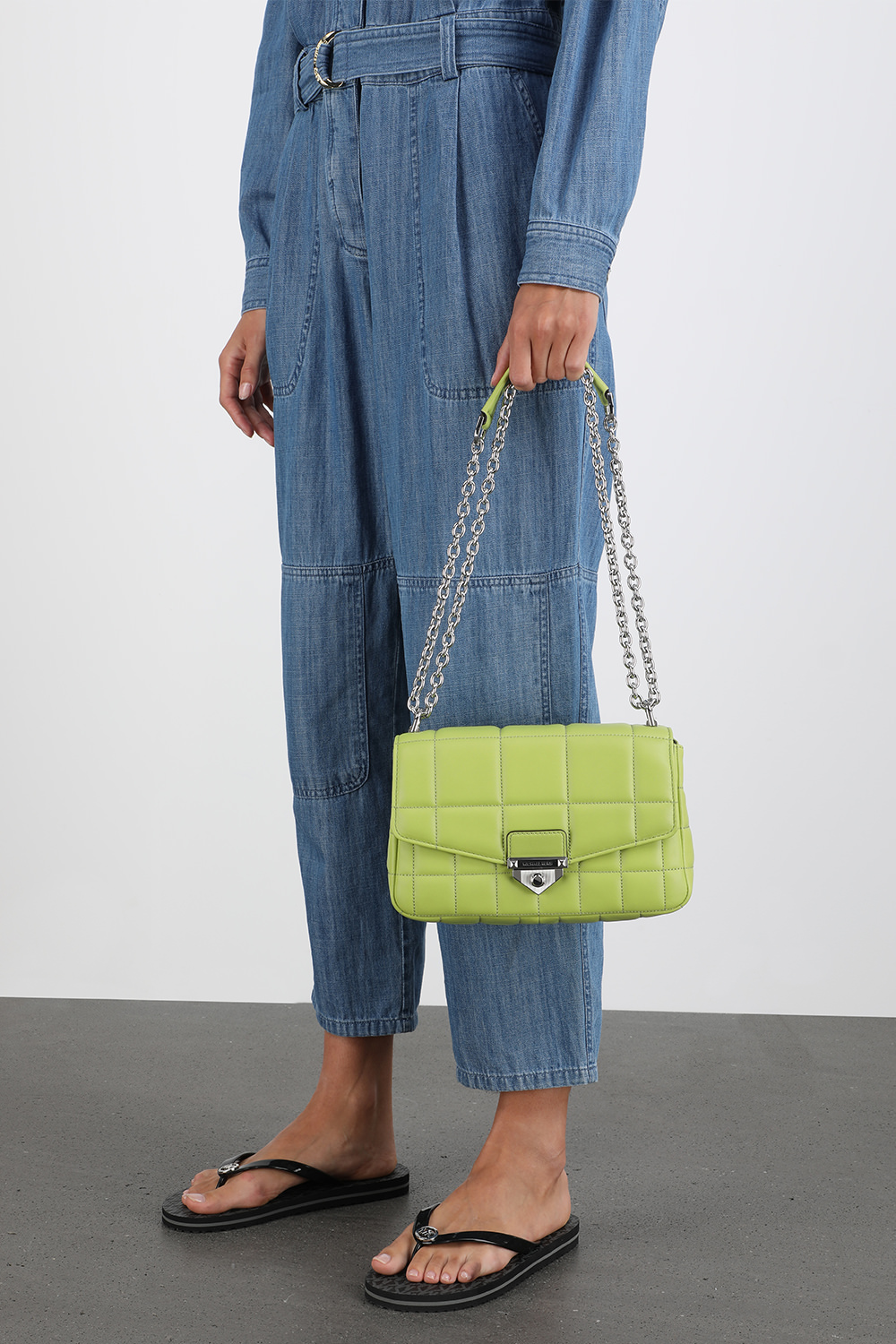 Soho LG Quilted Leather Shoulder Bag in Lime MICHAEL KORS