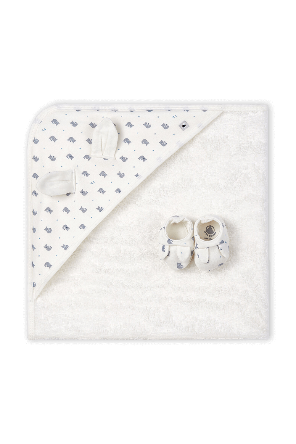 תמונה אחורית של NB-12 חודשים מארז שמיכה ונעלי בית בדפוס דובונים