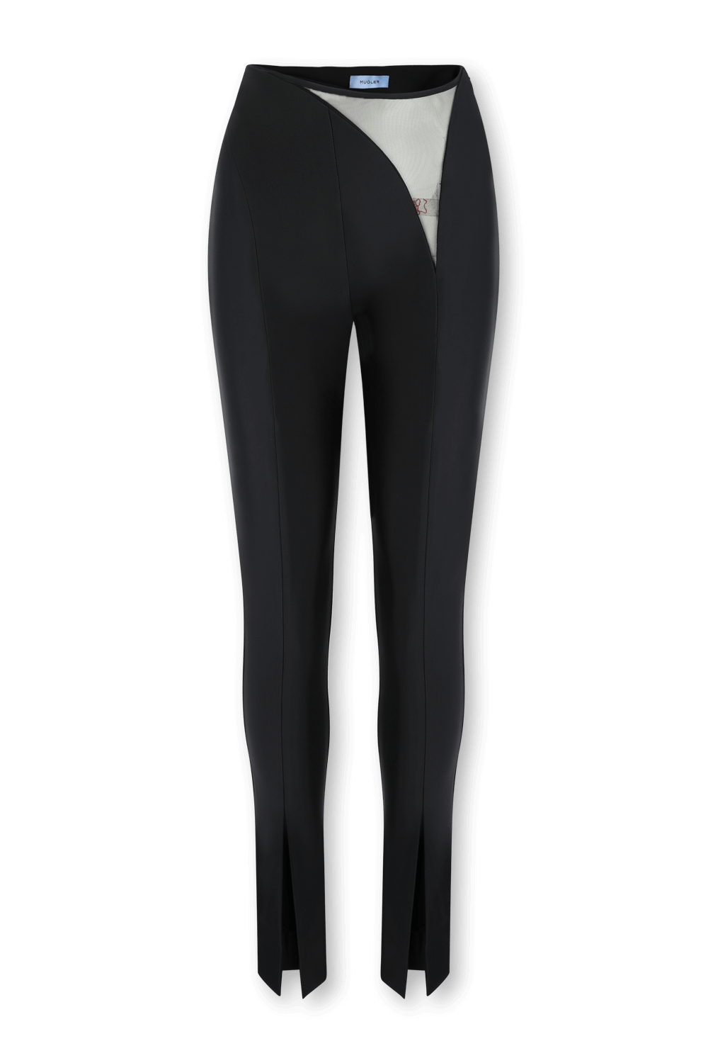 תמונה קידמית של מכנסי טייץ בצללית פלייר בצבע שחור