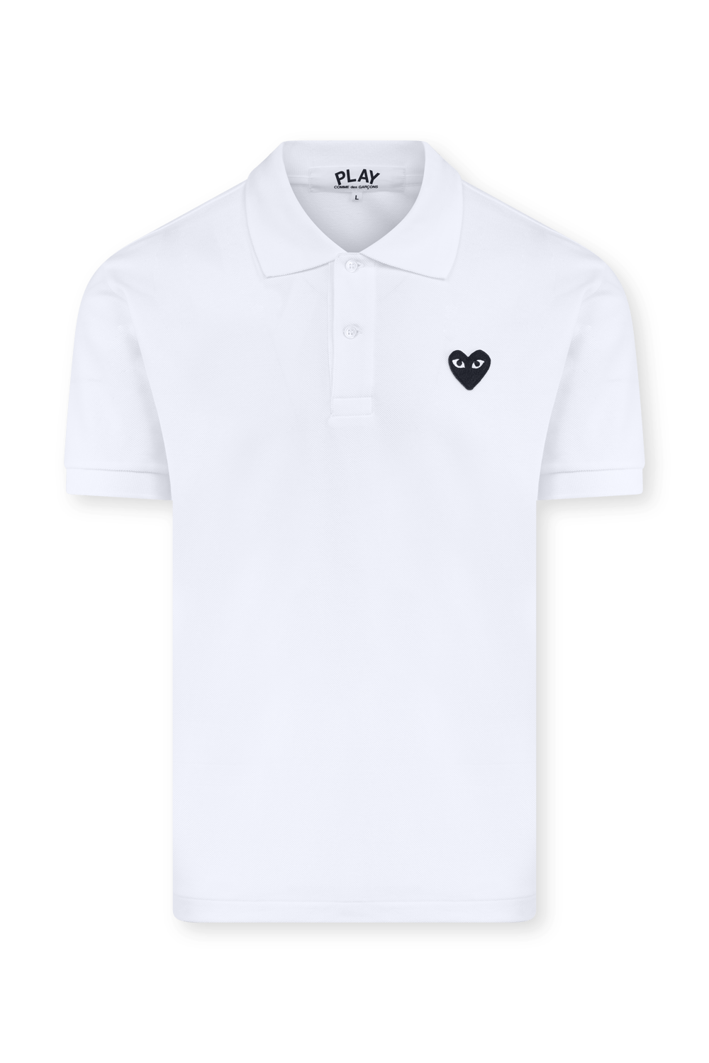 חולצת פולו לבנה עם לוגו לב רקום COMME des GARCONS