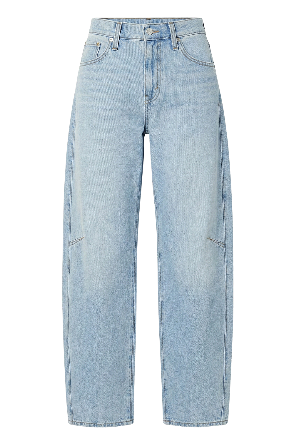 תמונה קידמית של מכנסי ג'ינס רחבים