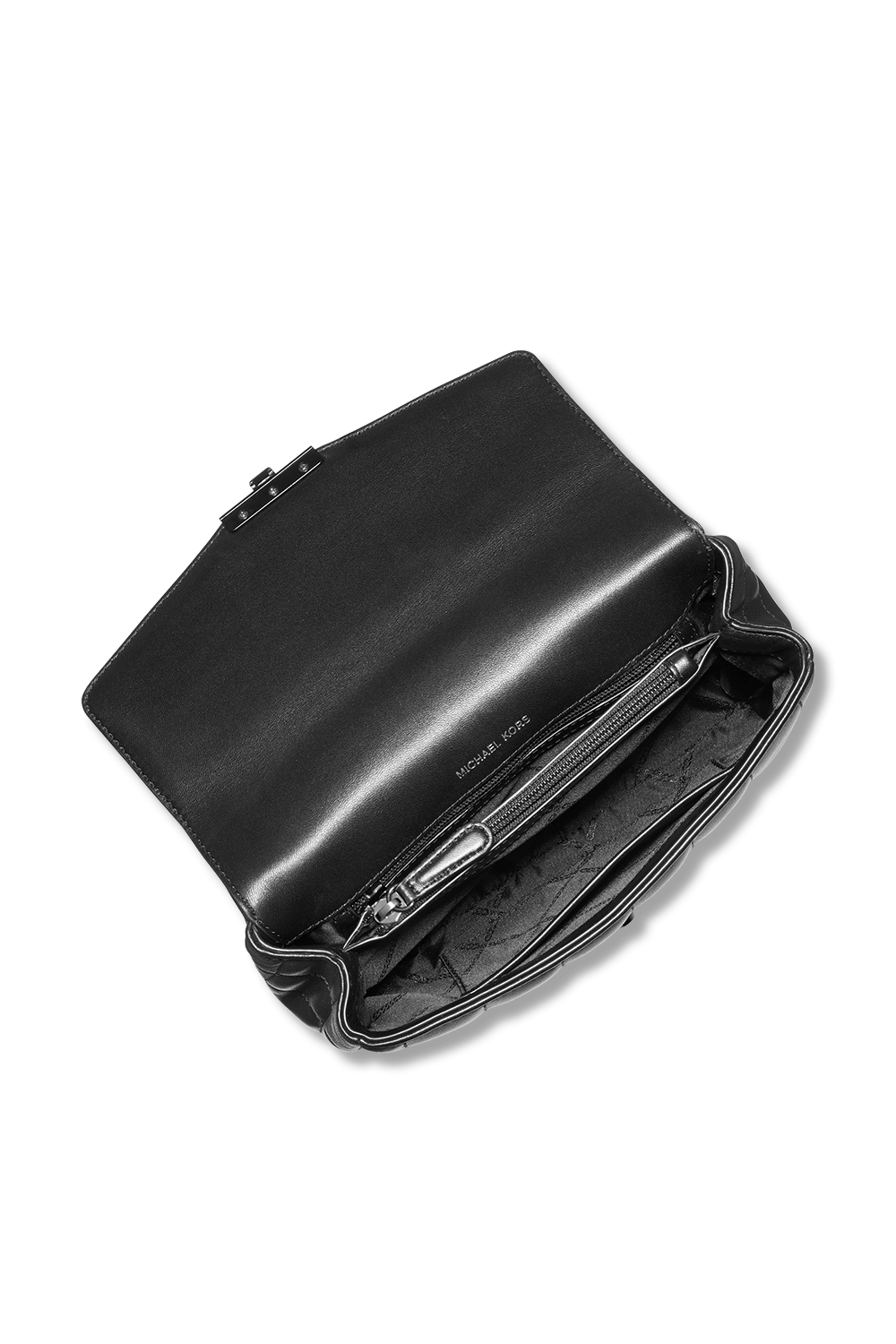 תמונת תקריב של Soho Large Studded Quilted Leather Shoulder Bag In Black