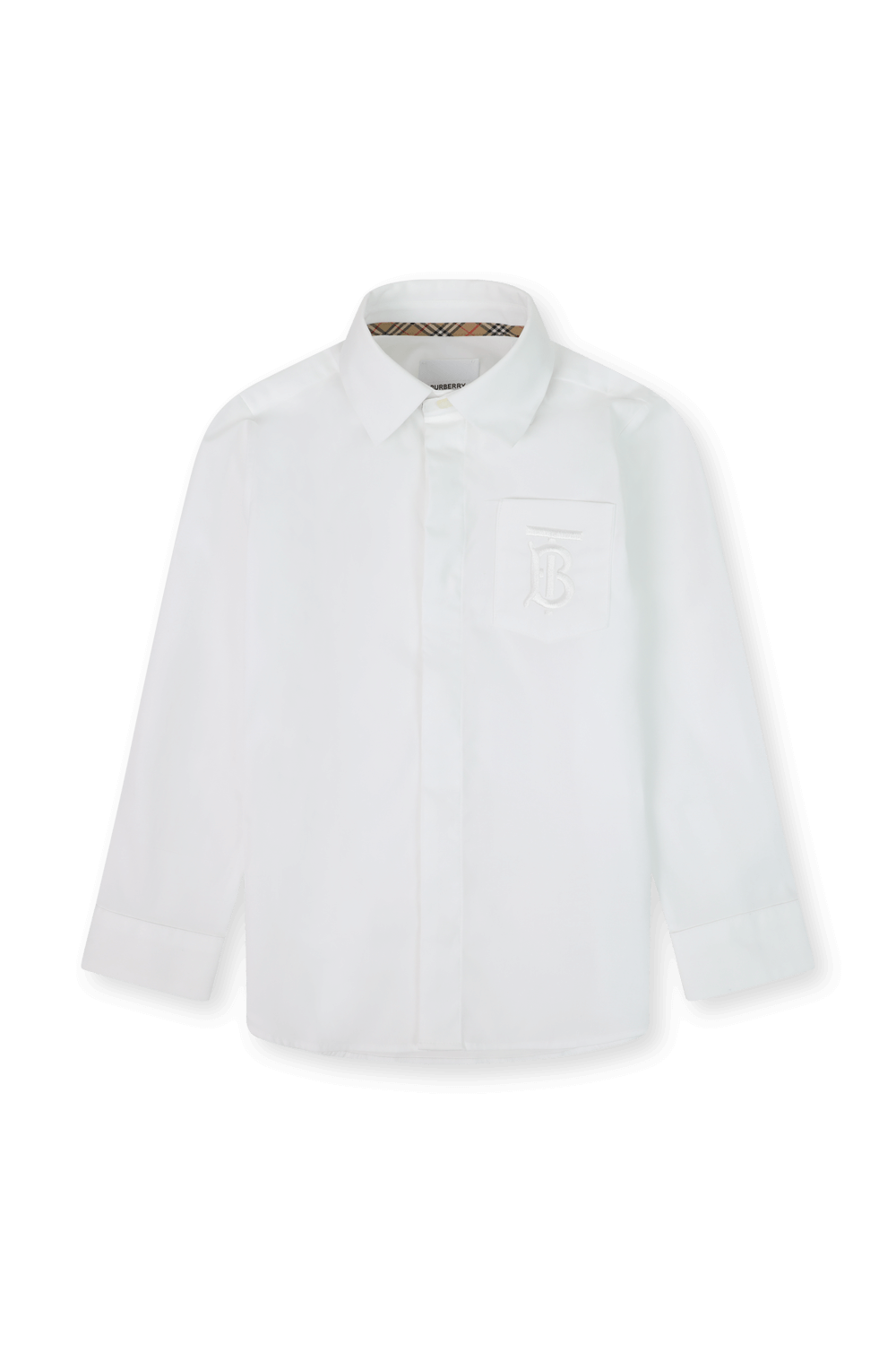 גילאי 3-14 חולצה מכופתרת לבנה עם כיס בצד החזה BURBERRY