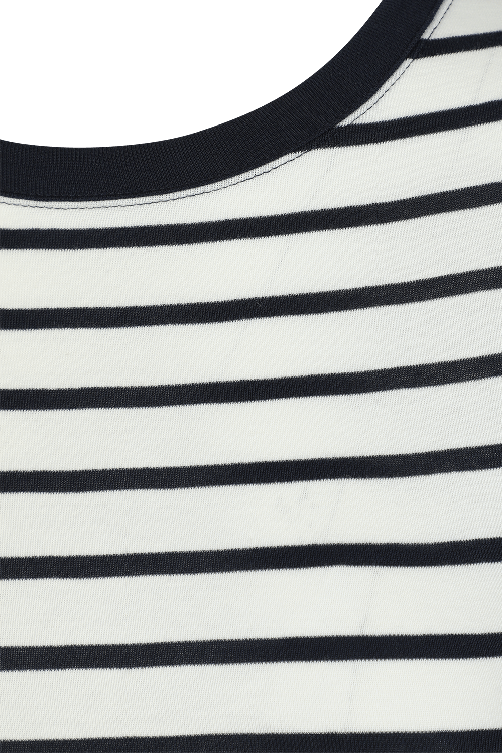 תמונה אחורית של חולצת פסים ארוכה בגווני כחול ולבן