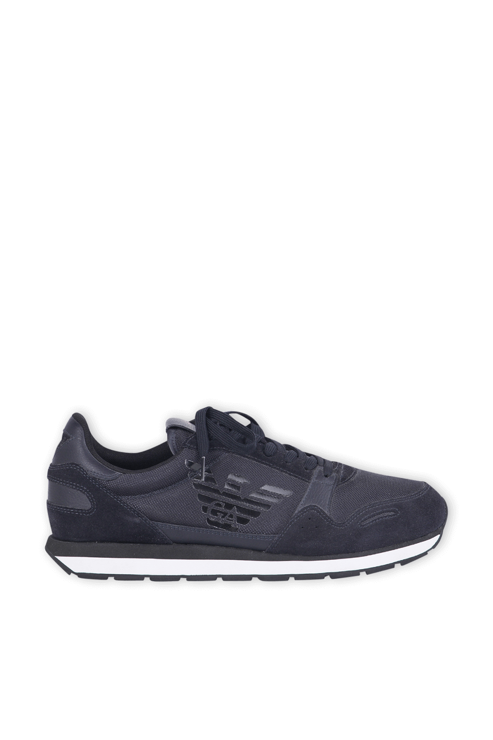 תמונה קידמית של Suede Sneakers with Side Logo in Navy