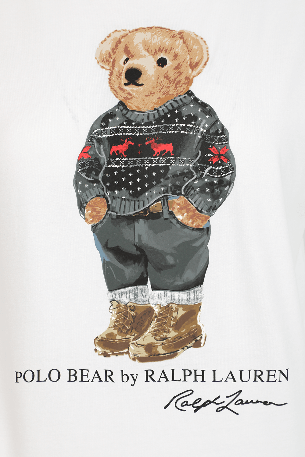 תמונה אחורית של חולצת טי עם דובי בגוון לבן